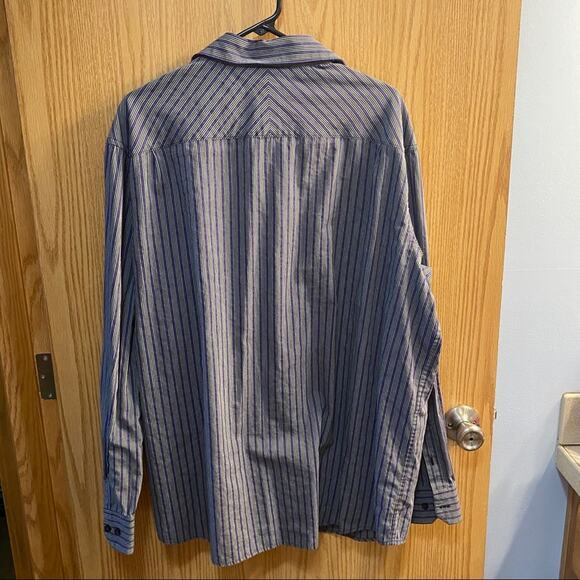 Axcess by Liz Claiborne Button Down Shirt Men's Size XXL Black Purple Stripes - Picture 2 of 8